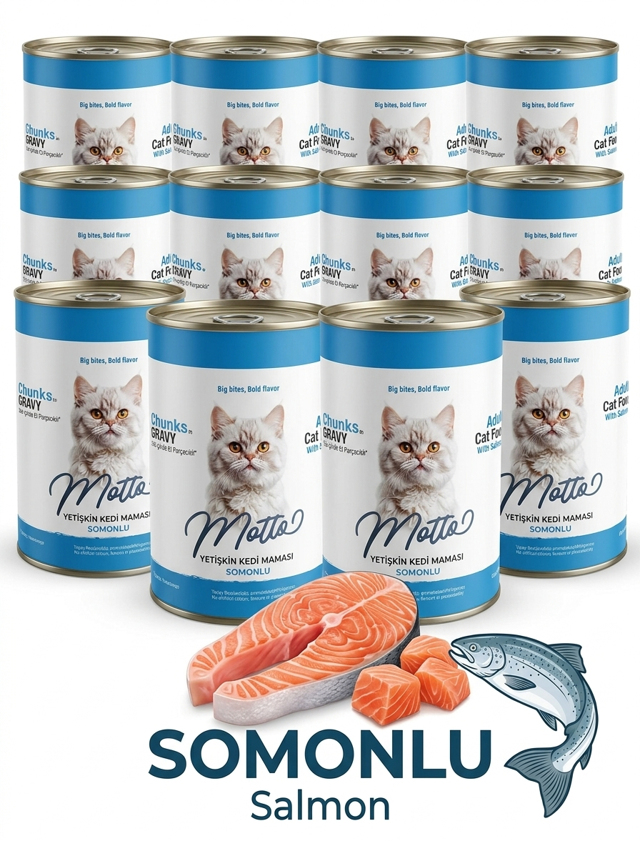 Somonlu Yetişkin Kedi Konserve Mama 400 Gr. X 12 ADET